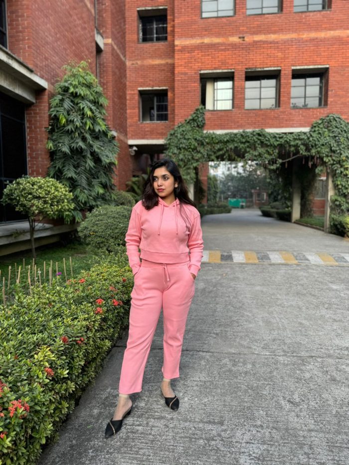 Women Peach Tracksuit 100% Cotton(Pink) - Image 3